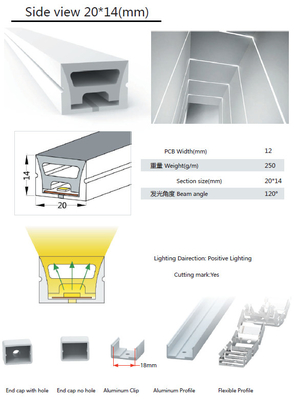 IP68 LED Streifen im Freien wasserdichte 20×14mm des Licht-Silikon-Rohr-LED