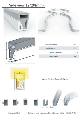 Wasserdichtes LED Silikon-Rohr IP65 IP67 für Neonstreifen-Beleuchtung 12×20mm