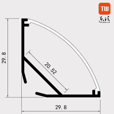 Angebrachter LED-Eckoberflächenkanal, LED-Streifen-Diffusor-Ecke 30×30mm für Küche