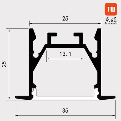 Vertieftes Aluminium-LED-Streifen-Profil 25×25MM für Schrank-Büro