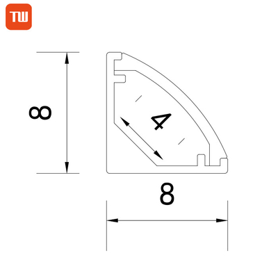 8 * 8mm Eck-LED-Kanal-V-Form-Küchenlicht-Eckmontage-LED-Aluminiumprofil