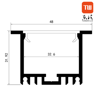 Alloy 6063 Wall Recessed Suspendierter LED-Aluminiumkanal 48x32mm