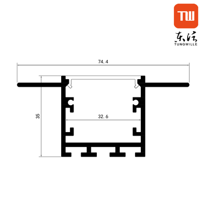 74mm führte breite vertiefte geführte Aluminiumprofil-Kanal milchige PC Abdeckung lineares Licht